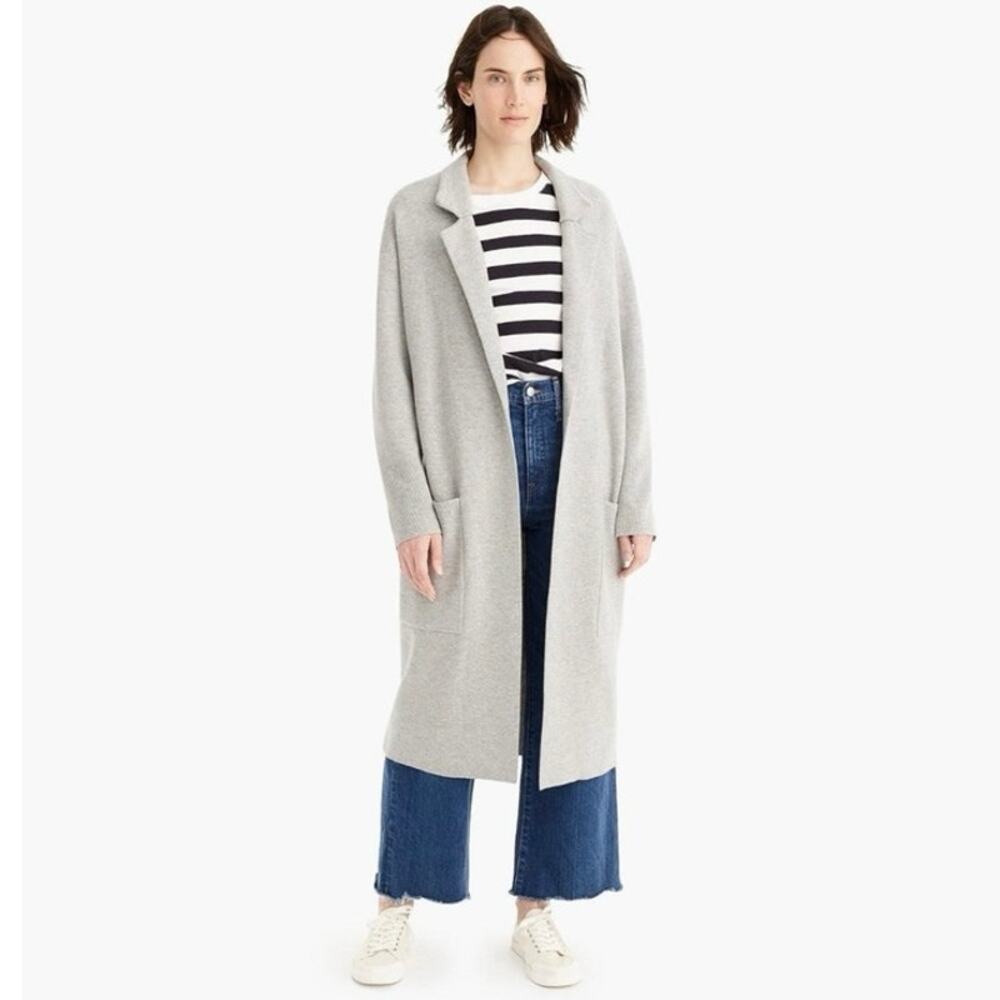 J Crew Plus Size 3X Ella Open Front Cardigan Sweater Blazer Coat Heather Grey